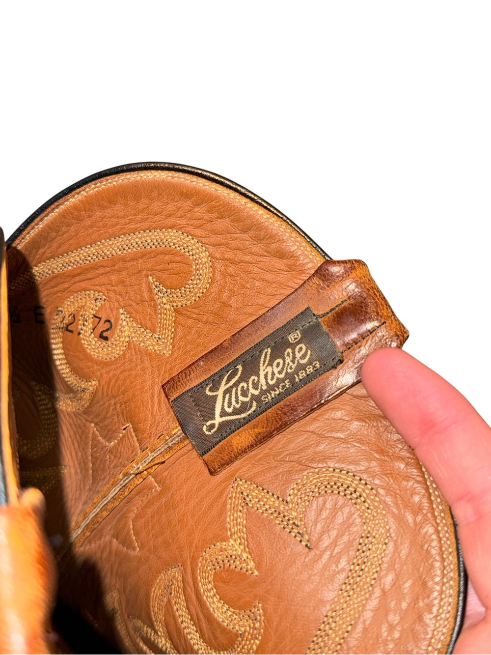 Lucchese Cowboy Boots Mens 9.5 Black Leather Western Pull‎ On Pointed Toe USA - Picture 11 of 12